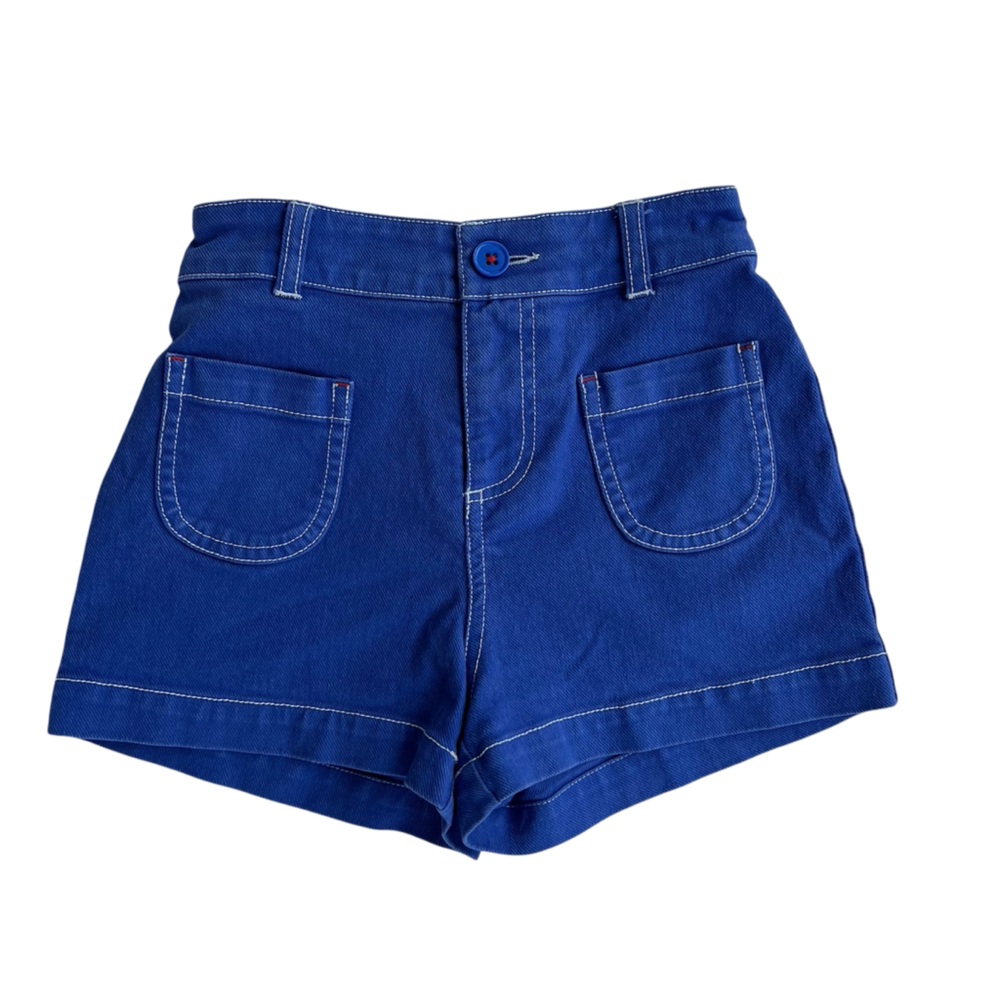 Mini Boden Girls Blue Patch Pocket Shorts - Size 8